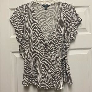 Linen zebra wrap top